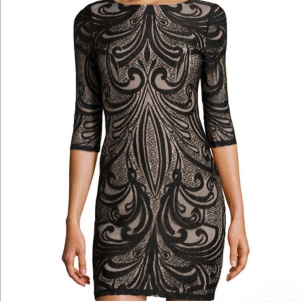 Julia Jordan Women’s Black and Nude Lace Dress Size 8